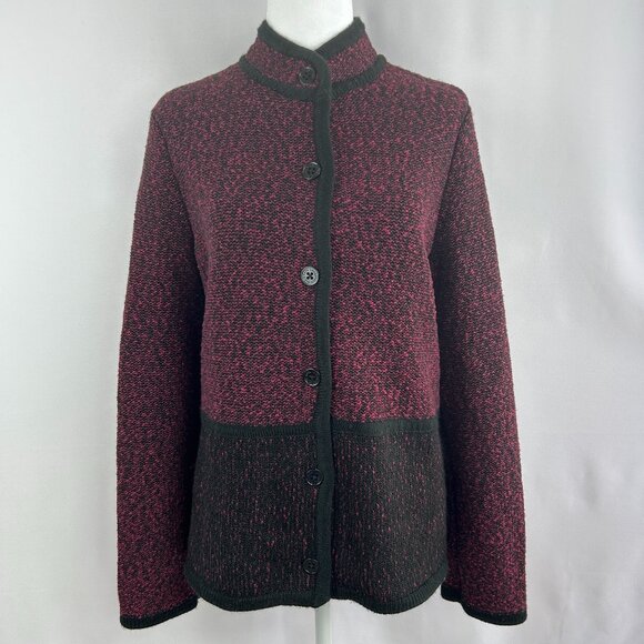 Karl Lagerfeld quiet-luxury burgundy black knit cardigan – Women’s Medium M - Picture 1 of 11